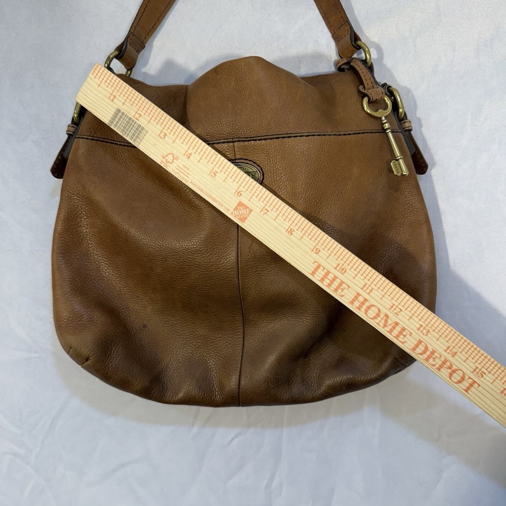 vintage fossil explorer crossbody Bag Leather Tan Zippers Brass Hardware - Picture 9 of 16